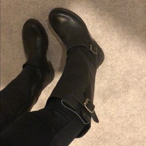 Black leather boots